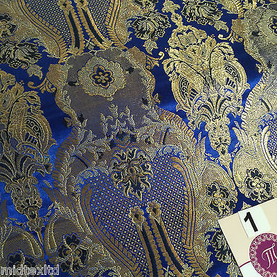 Indian Banarsi Gold Metallic Ornamental floral brocade fabric M373 Mtex 40' wide - Midland Textiles & Fabric