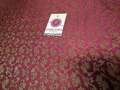 Indian  Floral Gold Metallic faux silk banarsi Brocade 44' Wide M377 - Midland Textiles & Fabric