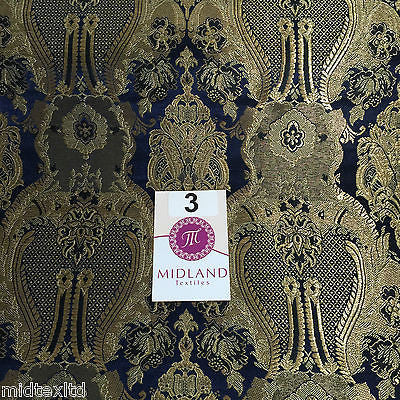 Indian Banarsi Gold Metallic Ornamental floral brocade fabric M373 Mtex 40' wide - Midland Textiles & Fabric