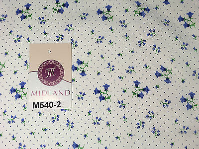 Floral vintage small dot print on white Polycotton fabric 45' Wide M540 Mtex - Midland Textiles & Fabric