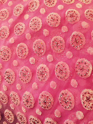 Burnout Chiffon velvet circles and spangle glitter fabric 50' Wide M187 Mtex - Midland Textiles & Fabric