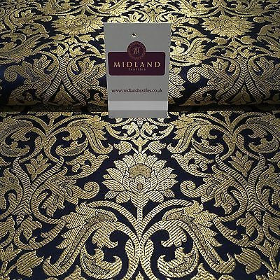 Indian Floral gold metallic banarsi brocade faux silk fabric 44' Wide M692 - Midland Textiles & Fabric