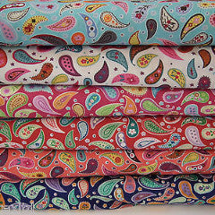 Paisley Print 100% Cotton Poplin Fabric, 45" Craft Cotton Wide M25 Mtex - Midland Textiles & Fabric