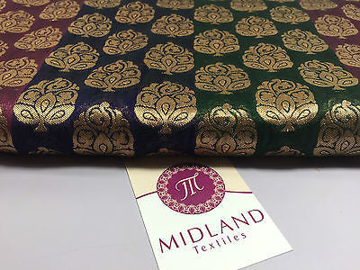 Pure Silk Indian Banarsi Floral Woven Golden Metallic Brocade 45' M260 Mtex - Midland Textiles & Fabric