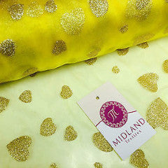 100% Polyester Organza, Flocked lurex heart design 58" wide width fabric M113 - Midland Textiles & Fabric