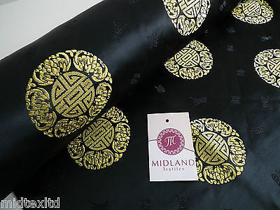 Chinese Fortune Medallion Print Silky Satin Fabric 45' Wide M59 - Midland Textiles & Fabric