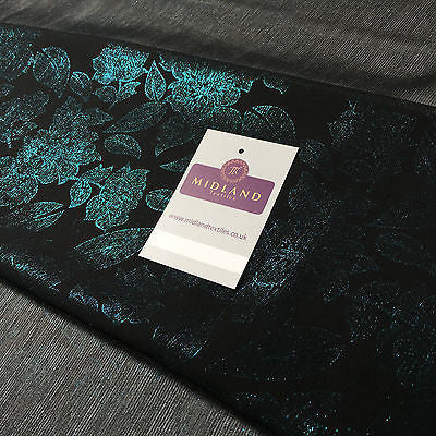 Black Floral Crinkle foggy foil chiffon printed dance fabric 44' M694 Mtex - Midland Textiles & Fabric