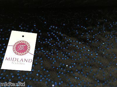 Black Velvet with sequins fabric 58'wide per metre Red-Blue-Green-Pink M15 Mtex - Midland Textiles & Fabric