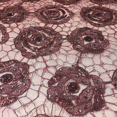 Vintage embellished Mesh net Double scalloped edging Dress Fabric 58' Wide M622 - Midland Textiles & Fabric