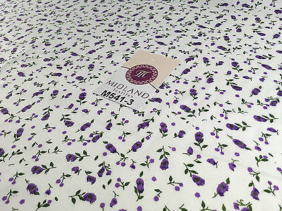 Small Floral Print on white soft polycotton dress Fabric 45' Wide M541 Mtex - Midland Textiles & Fabric
