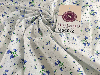 Floral vintage small dot print on white Polycotton fabric 45' Wide M540 Mtex - Midland Textiles & Fabric
