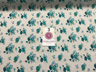 Vintage Floral Rose Spotted Print Poly Cotton Fabric 44' Wide M356 Mtex - Midland Textiles & Fabric