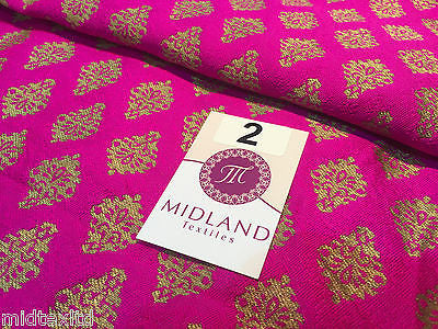 Indian Gold paisley flower banarsi metallic brocade fabric 44' M390 Mtex - Midland Textiles & Fabric