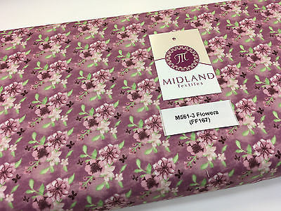 Pink Watercolour Floral 100% Cotton Craft & Patchwork fabric 44' Wide M561 Mtex - Midland Textiles & Fabric