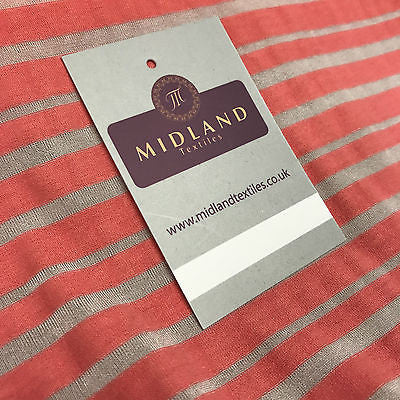 Coral pink and Grey Polyester Burnout viscose jersey striped Fabric 58' M720-5 - Midland Textiles & Fabric