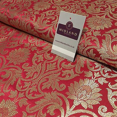 Indian Floral gold metallic banarsi brocade faux silk fabric 44' Wide M692 - Midland Textiles & Fabric