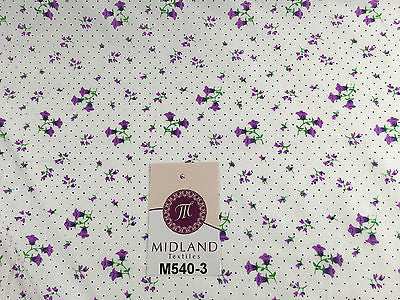 Floral vintage small dot print on white Polycotton fabric 45' Wide M540 Mtex - Midland Textiles & Fabric