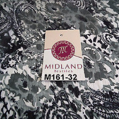 Cloud Grey Paisley printed chiffon fabric 44' wide M161-32 Mtex - Midland Textiles & Fabric