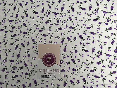 Small Floral Print on white soft polycotton dress Fabric 45' Wide M541 Mtex - Midland Textiles & Fabric