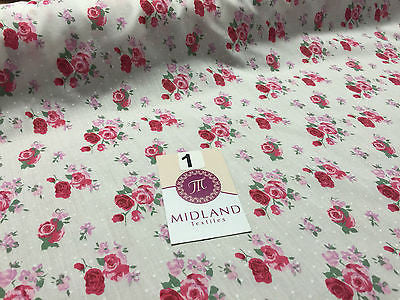 Vintage Floral Rose Spotted Print Poly Cotton Fabric 44' Wide M356 Mtex - Midland Textiles & Fabric