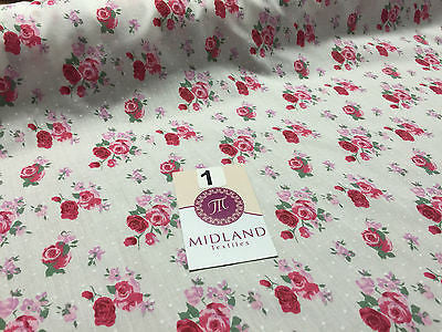 Vintage Floral Rose Spotted Print Poly Cotton Fabric 44" Wide M356 Mtex - Midland Textiles & Fabric