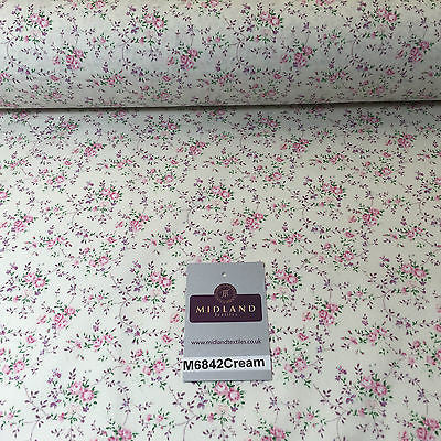 Floral Vintage shabby chic rose 100% Cotton Poplin Craft Fabric 58' M684 - Midland Textiles & Fabric