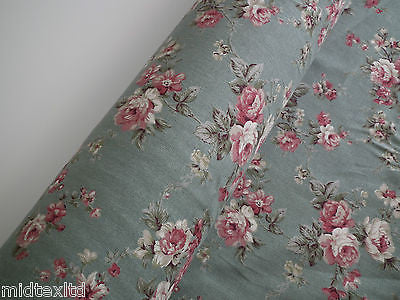 Vintage Rose Floral Print Shabby Chic, 100% Crafting Cotton 45 " Wide - M28 Mtex - Midland Textiles & Fabric