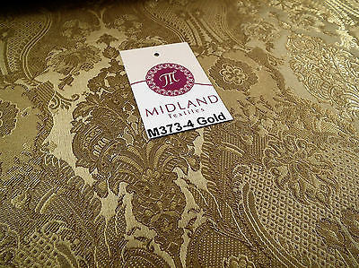 Indian Banarsi Gold Metallic Ornamental floral brocade fabric M373 Mtex 40' wide - Midland Textiles & Fabric
