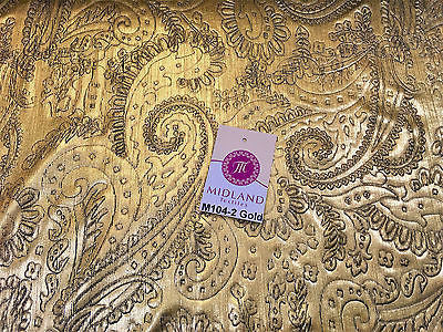 Lame Corduroy Paisley Embossed Foil 1 way stretch Fabric 58