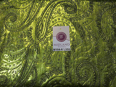 Lame Corduroy Paisley Embossed Foil 1 way stretch Fabric 58