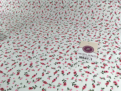 Small Floral Print on white soft polycotton dress Fabric 45' Wide M541 Mtex - Midland Textiles & Fabric