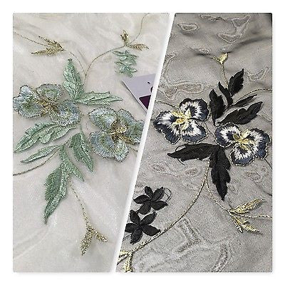 Lightweight Floral thread Embroidery Organza dress fabric 58