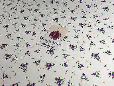 Ditsy Floral Printed on white Super Soft Polycotton Fabric 45