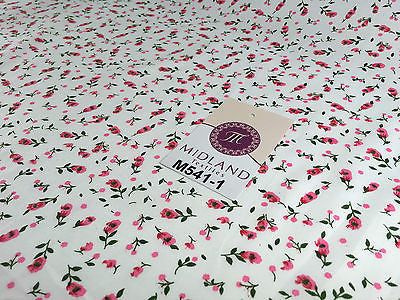 Small Floral Print on white soft polycotton dress Fabric 45' Wide M541 Mtex - Midland Textiles & Fabric
