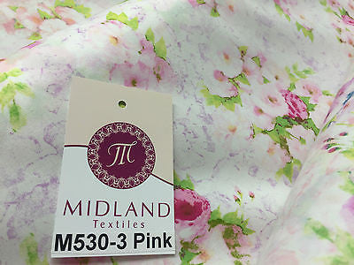 Vintage floral shabby Chic Printed Fabric 100% Cotton Poplin 44' Wide M530 Mtex - Midland Textiles & Fabric