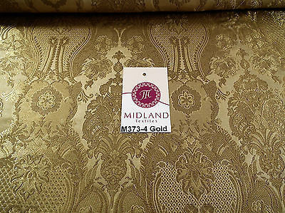 Indian Banarsi Gold Metallic Ornamental floral brocade fabric M373 Mtex 40' wide - Midland Textiles & Fabric