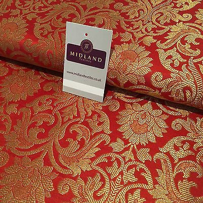 Indian Floral gold metallic banarsi brocade faux silk fabric 44' Wide M692 - Midland Textiles & Fabric