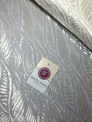 Pearl White Leaf Abstract Burnout Pattern  Semi Transparent 55" Wide M17-2 Mtex - Midland Textiles & Fabric