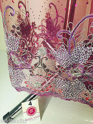 Vintage Floral embellished and stones dress net with scalloped edging M232 Mtex - Midland Textiles & Fabric