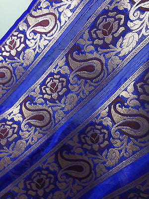 Pure Silk Indian Banarsi Floral Woven Golden Metallic Brocade 45' M260 Mtex - Midland Textiles & Fabric