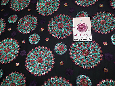 Burnout Satin Chiffon Mandalas Printed Dress Fabric 58