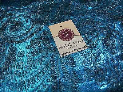 Lame Corduroy Paisley Embossed Foil 1 way stretch Fabric 58