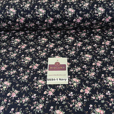 Floral Vintage shabby chic rose 100% Cotton Poplin Craft Fabric 58" M684 - Midland Textiles & Fabric