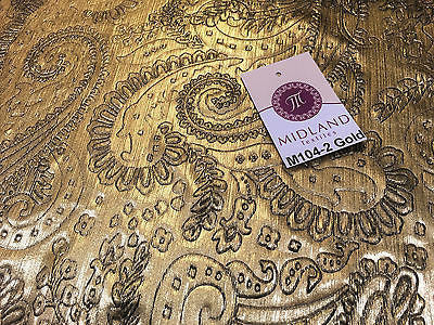 Lame Corduroy Paisley Embossed Foil 1 way stretch Fabric 58