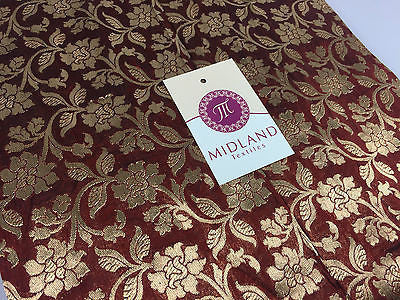 Pure Silk Indian Banarsi Floral Woven Golden Metallic Brocade 45' M260 Mtex - Midland Textiles & Fabric