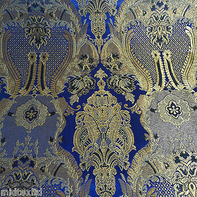 Indian Banarsi Gold Metallic Ornamental floral brocade fabric M373 Mtex 40' wide - Midland Textiles & Fabric