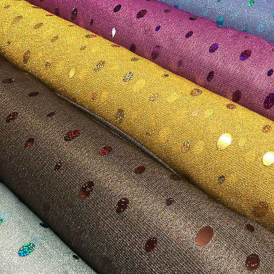 Oval holographic contrasting sequins Knit Fancy dress fabric 58" M151 Mtex - Midland Textiles & Fabric