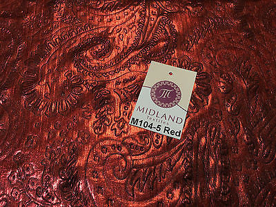 Lame Corduroy Paisley Embossed Foil 1 way stretch Fabric 58