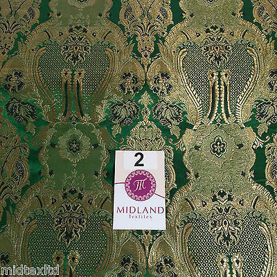 Indian Banarsi Gold Metallic Ornamental floral brocade fabric M373 Mtex 40' wide - Midland Textiles & Fabric