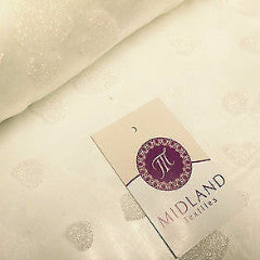 100% Polyester Organza, Flocked lurex heart design 58' wide width fabric M113 - Midland Textiles & Fabric